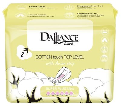 Прокладки гигиенические "DALLIANCE Care COTTON touch SUPER PLUS Ultra" (8 шт.) (10326054)